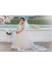 Long Sleeves Lace Tulle Pearl Buttons Back Dreamy Flower Girl Dress